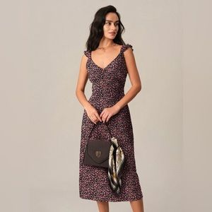 Tulip Print Backless Midi Dress